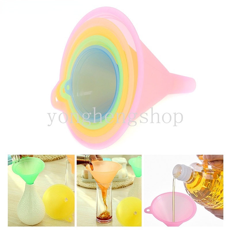 5pcs/set Corong Minyak Warna Permen Anti-fouling Corong Kecap Tahan Lama 5ukuran Corong Transfer Cairan Gadget Dapur