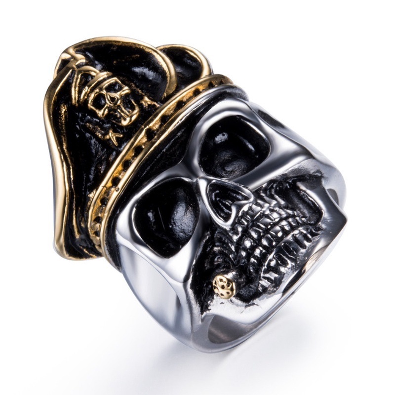 Mendominasi Mode Skull Officer Cincin Pria Pasukan Khusus Perwira Skull Ring Rock Pesta Perhiasan Hadiah