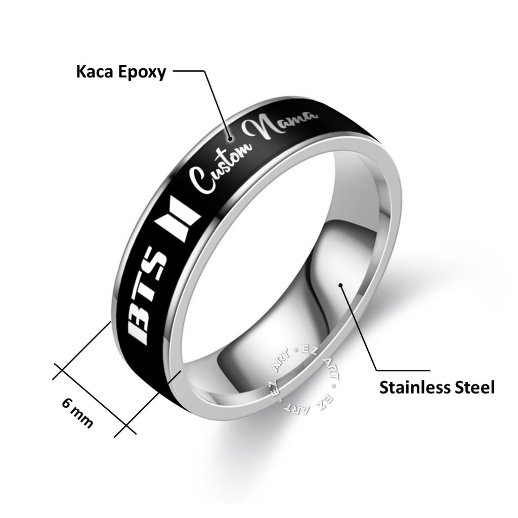 CINCIN CUSTOM NAMA TULISAN LOGO BAND KPOP KOREA STAINLESS STEEL ANTI KARAT BTS EXO BLACKPINK TWICE NCT SEVENTEEN