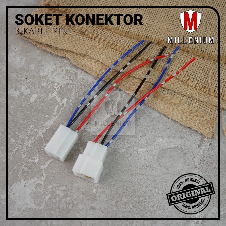 SOKET KONEKTOR KABEL 3 PIN / SOCKET SAMBUNG MOBIL MOTOR KABEL BINTIK