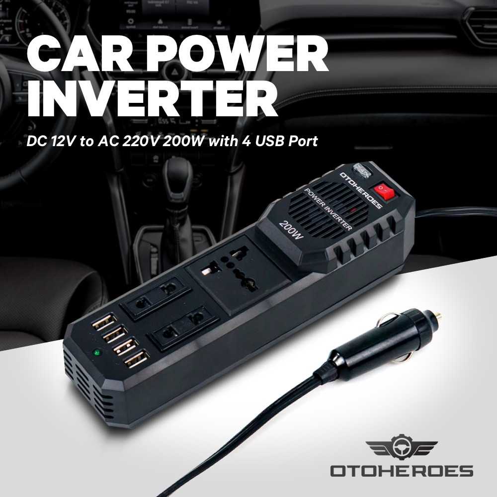 OTOHEROES Car Power Inverter DC 12V to AC 220V 200W 4 USB Port-E8981 ( Mughnii )