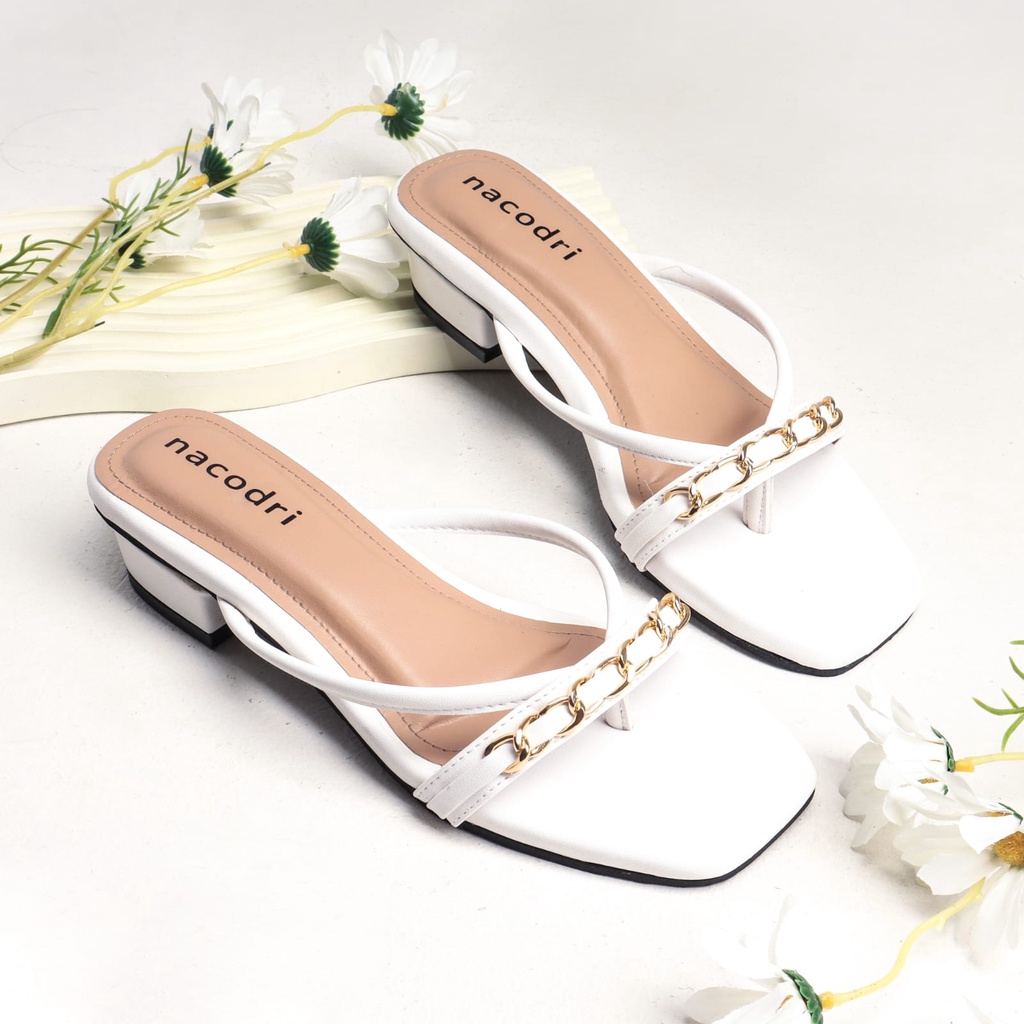 nacodri  OVITA sandal wanita heels 3cm. variasi rantai premium