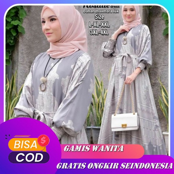 Baju Gamis Drees Stelan Pesta Lengan Panjang Wanita Remaja Dewasa Kekinian Pakaian Setelan Games Dre