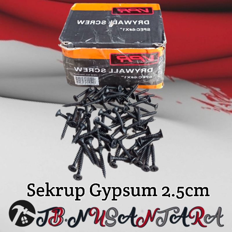 Skrup Gypsum 6x1 sekrup hitam 1 inch 2.5 cm (100pcs)