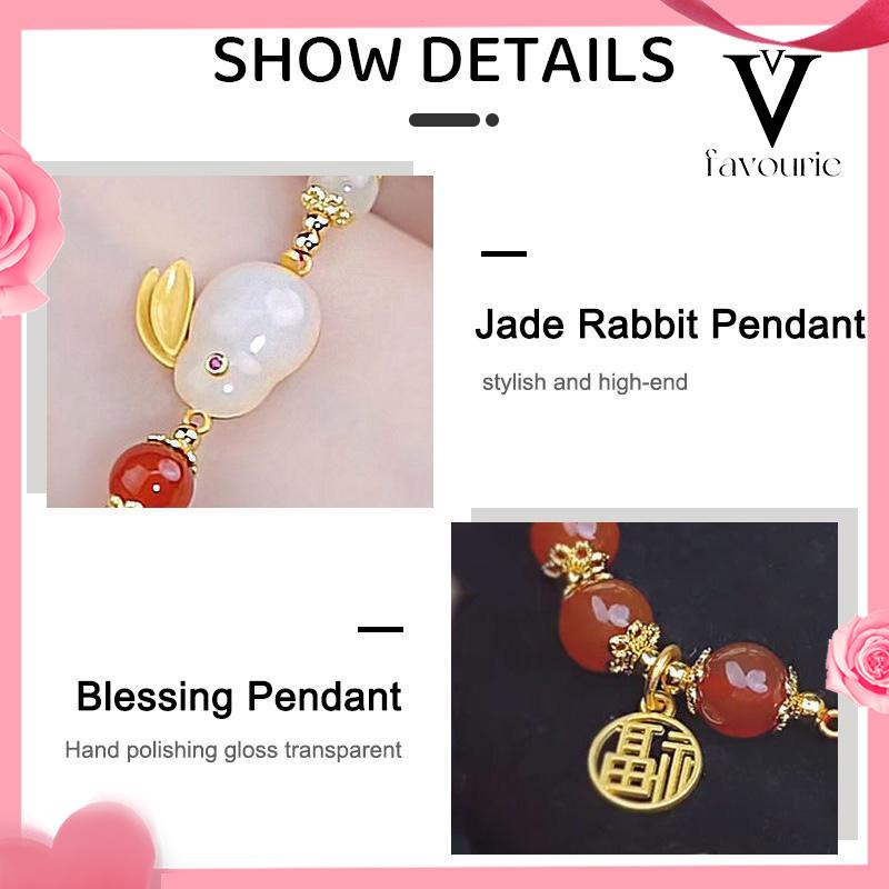 CODCODManik-manik merah gelang kelinci giok fashion wanita kelas atas hadiah Hari Valentine-FA-FA
