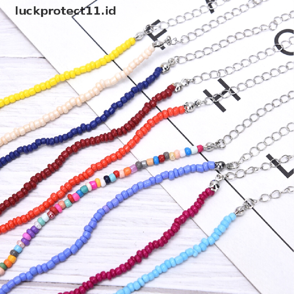 /Fashion Hot// Fashion// Bohemian Handmade Rain Beads Choker Kalung Permen Warna Manik Wanita Perhiasan.