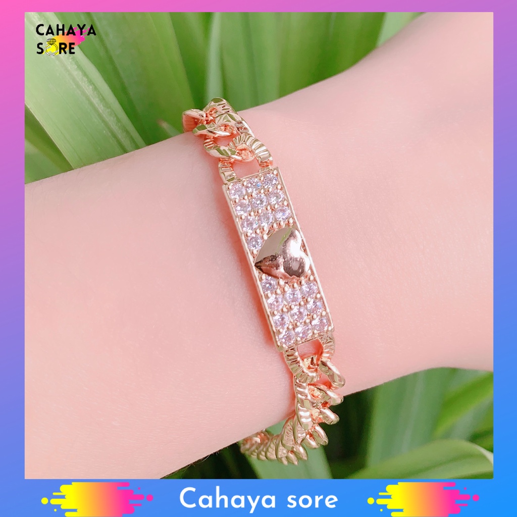 Gelang Xuping Gold Gelang Tangan Dewasa Rantai Permata HC Love G87