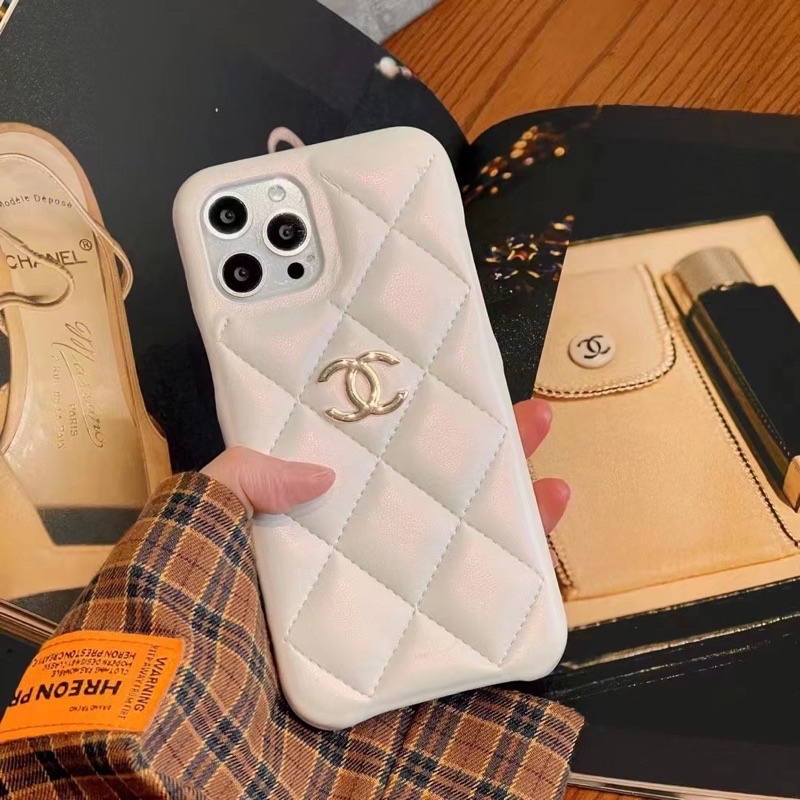 White Chan*l Iphone Case Leather for Iphone 12 13 14 Pro Max 12Pro 13Pro 14Pro 14Promax 13Promax 12Promax 14 Plus