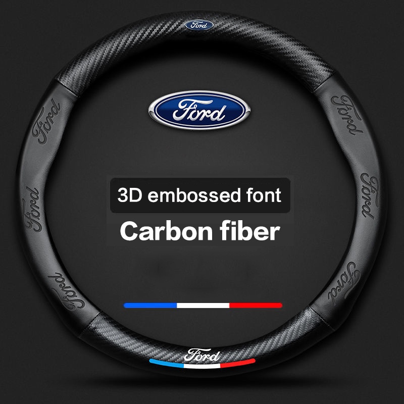 Untuk Ford Mobil carbon fiber steering wheel cover carbon fiber Kulit Penutup Kemudi Untuk Fokus Kuga C-MAX Fiesta F150 Mondeo Transit EcoSport Mustang Explorer Everest