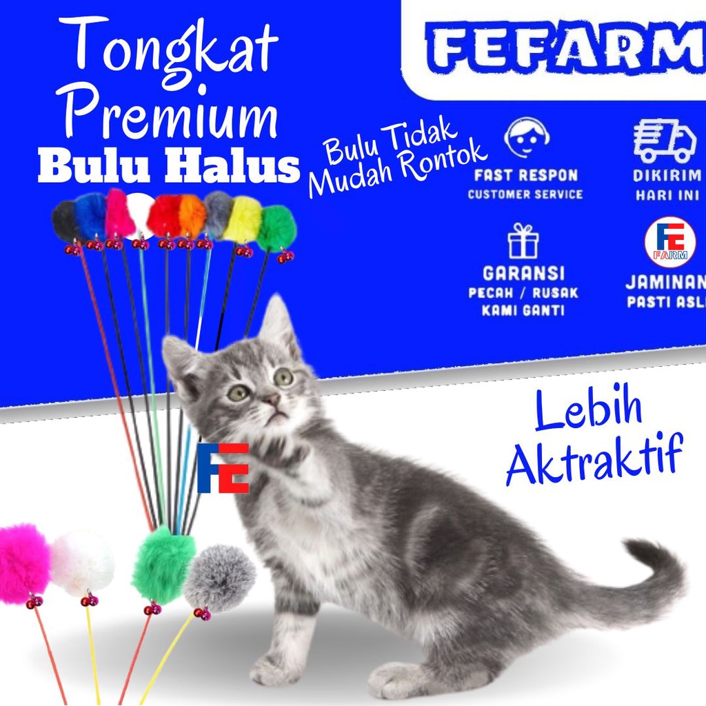 Tongkat Interaktif Kucing Fluffy Ball Cat Teaser FEFARM