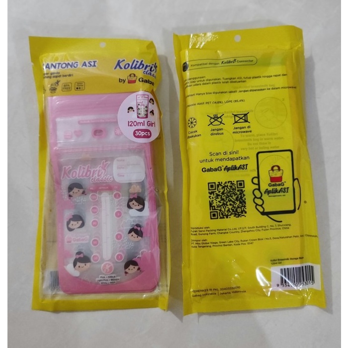 Gabag Kolibri Kantong Asi 120ml - Girl Kemasan Pouch