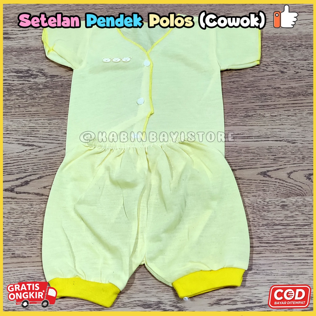 3 Pcs Setelan Baju Pendek dan Celana Pendek Polos Bayi