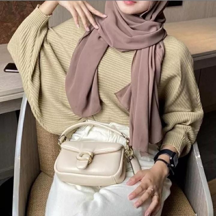 BATWING PRILY KNIT TEBAL BLOUSE BAJU ATASA WANITA LENGAN KELELAWAR BISA COD