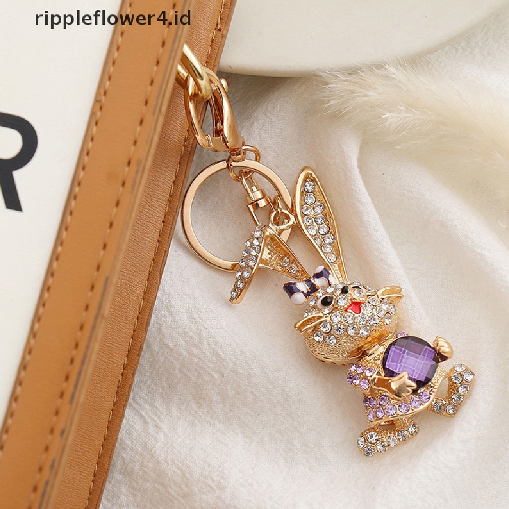 {rippleflower4.id} Kartun Alloy Berlian Imitasi Kelinci Gantungan Kunci Keyring Liontin Tas Tangan Mobil Gantungan Kunci~