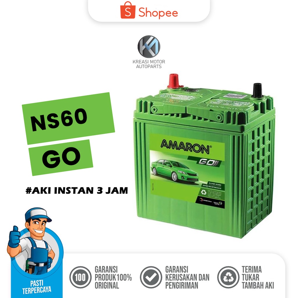 Jual Aki Mobil Amaron GO 46B24R - NS60 Aki Mobil Kering Toyota Rush