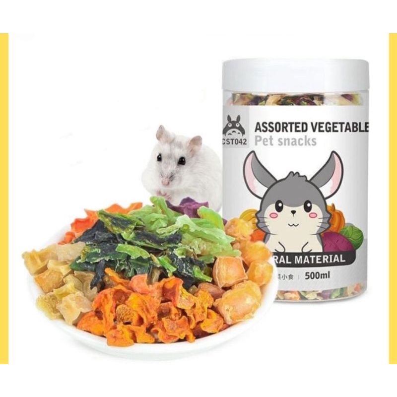 1 Botol Snack Hamster Assorted Vegetables / Sayur-sayuran Kering 500ml +/-200gram Cemilan Hamster