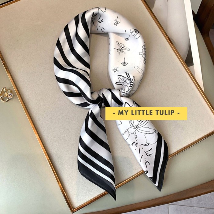 SCARF LEHER WANITA 70X70 MOTIF BUNGA / SCARF LEHER / SCARF TAS ELEGANT