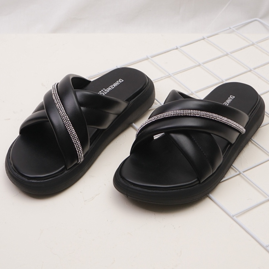 LAPEPA YUK - Dunkenstock MONIC Sandal Wanita Silang Tinggi 4cm Size 36 - 40 Selop Tidak Licin Sendal Beleza Wedges Slop Birken Rumah Belezza 37 38 39 Warna SMoke Tan Cokelat Belleza Kekinian Premium Terbaru Shoes Ori Original Mall Official Store
