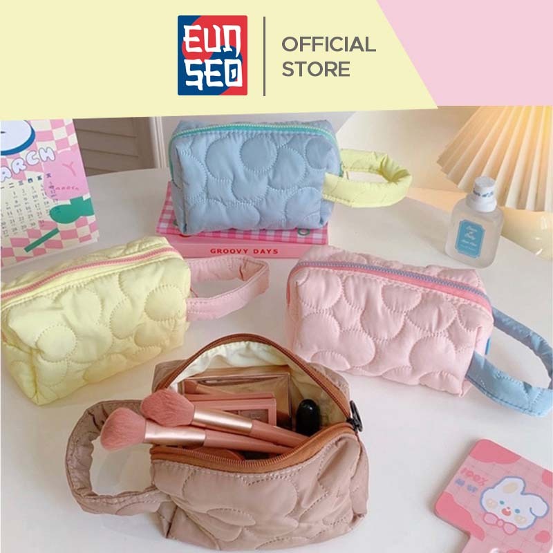 EUNSEO Tas Makeup Bunga Flower Handle Pastel Pouch Make Up Pouch Kosmetik Fashion Korea