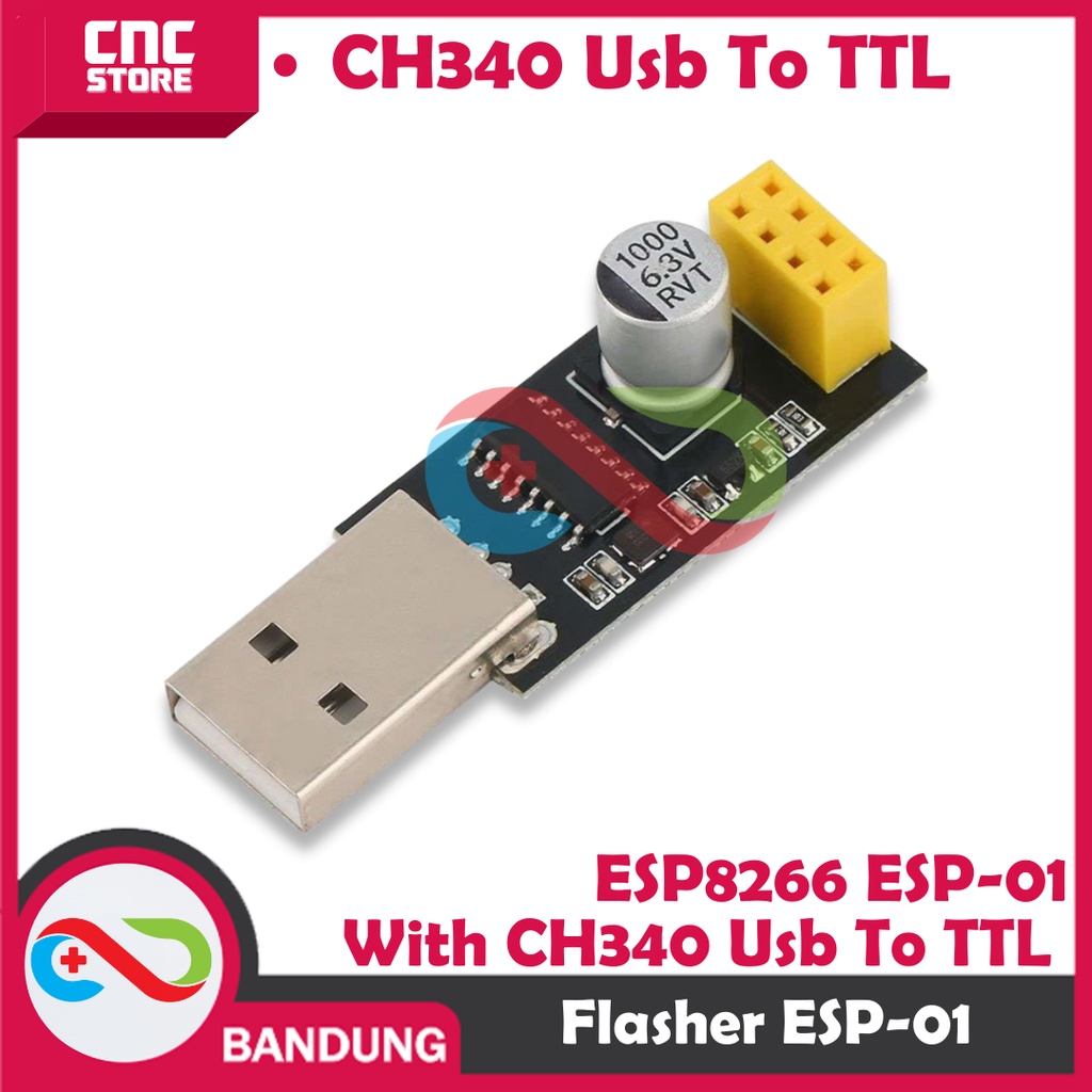 PAKET BUNDLE ESP-01 ESP8266 DAN CH340 USB TO SERIAL ADAPTER ESP-01