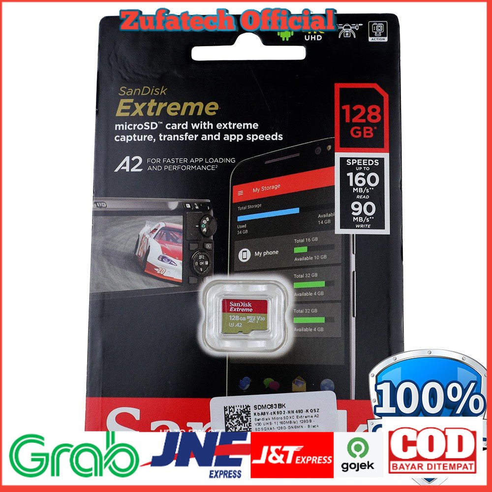 Sandisk MicroSDXC Extreme A2 V30 UHS-1 (160MB/s) 128GB - SDSQXA1