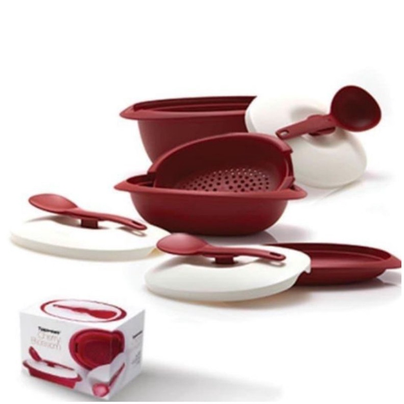 Cherry blossom tupperware set / tempat penyajian makanan tupperware