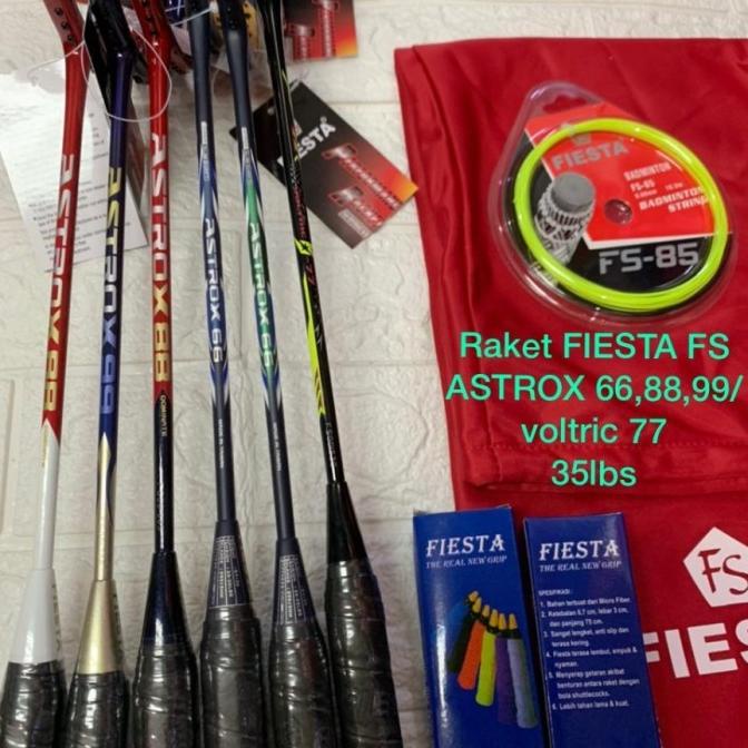 RAKET BADMINTON FIESTA FS ASTROX 66/88/99 VOLTRIC 77 TAIWAN KUAT 35LBS