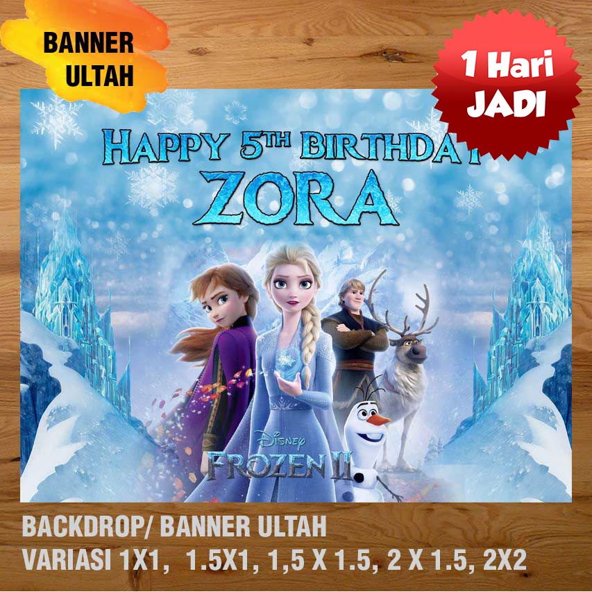 FROZEN BANNER/ BACKDROP/ SPANDUK ULANG TAHUN UL-TAH