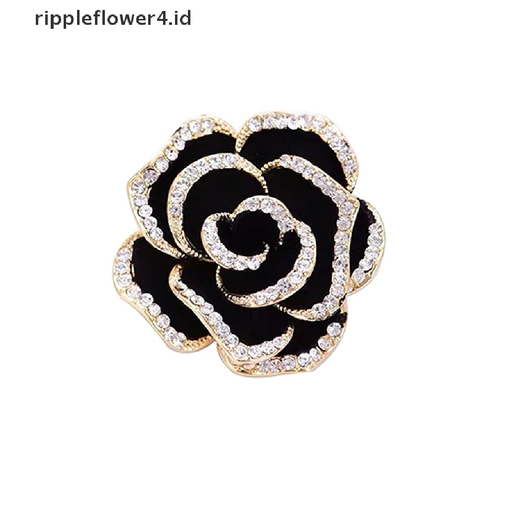{rippleflower4.id} 1pc Bros Bunga Camelia Berlian Imitasi Untuk Wanita Enamel Pin Fashion Perhiasan~