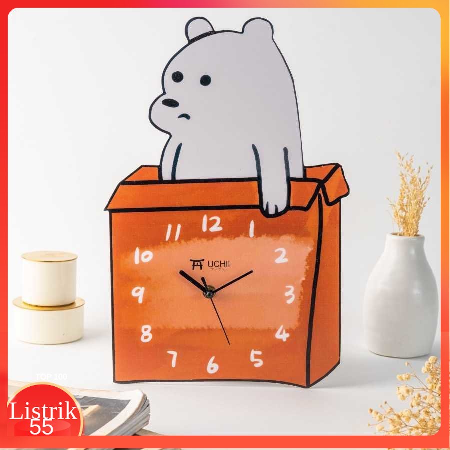 UCHII KUMA Exclusive Wall Clock Decorative | Jam Dinding Analog Hadiah