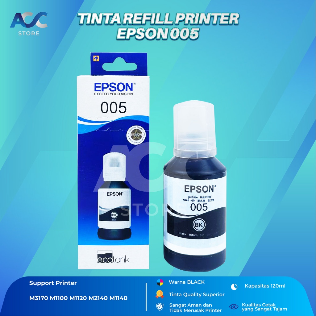 Tinta Epson 005 Black Isi Ulang Printer M3170 M1100 M1120 M2140 M1140 Premium