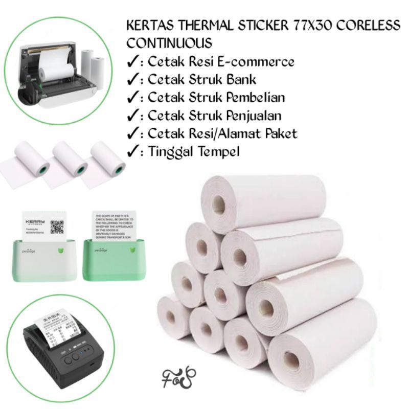 

Kertas Stiker Thermal Ukuran 77mmx30mm