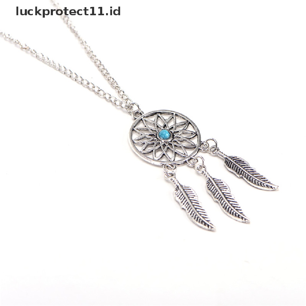 /Fashion Hot// Fashion// Bohemian Dreamcatcher Daun Bulu Liontin Kalung Anting Set Perhiasan.