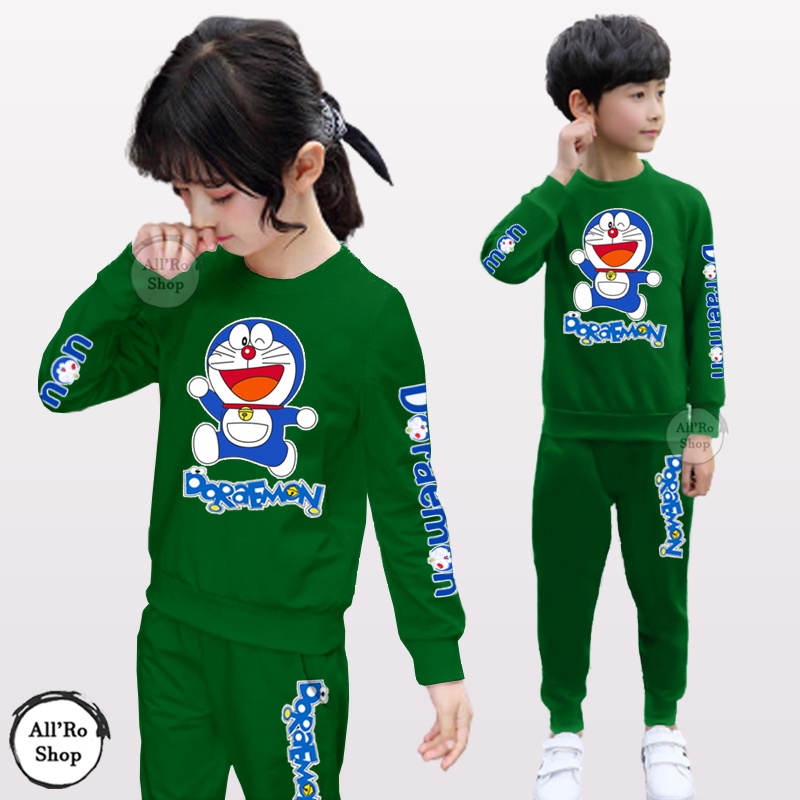 Baju Setelan Anak Cewek Cowok Unisex Remaja Setelan Anak Lengan Panjang Celana Panjang Seragam Olahraga Senam Motif DORAEMON Usia 1 sampai 13 tahun ARS 15