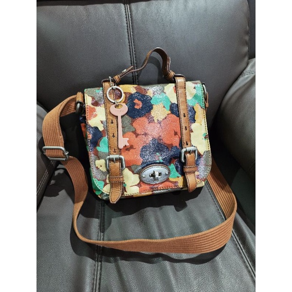 tas Fossil keyper bunga slempang seken