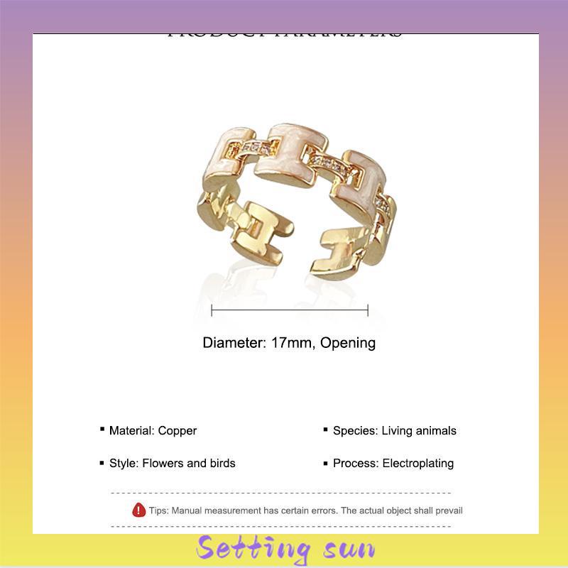 Cincin Model Terbuka Bahan Alloy Desain Bungaburung Hias Berlian Imitasi Untuk Wanita Aksesori Cincin Serbaguna TN