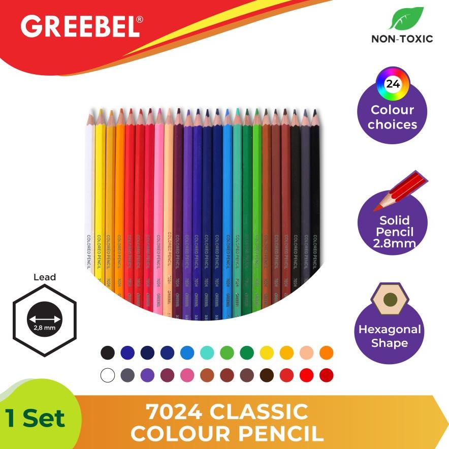 

Berkualitas Greebel Pensil Pencil Warna Anak / Pensil Colouring Coloring / Colored Pencils / Greebel 7024 Classic Color Pencil 24 Warna / Pensil Coloring Aman Untuk Anak Tidak Beracun Sudah Teruji Non Toxic / Joyco / Kenko ,.