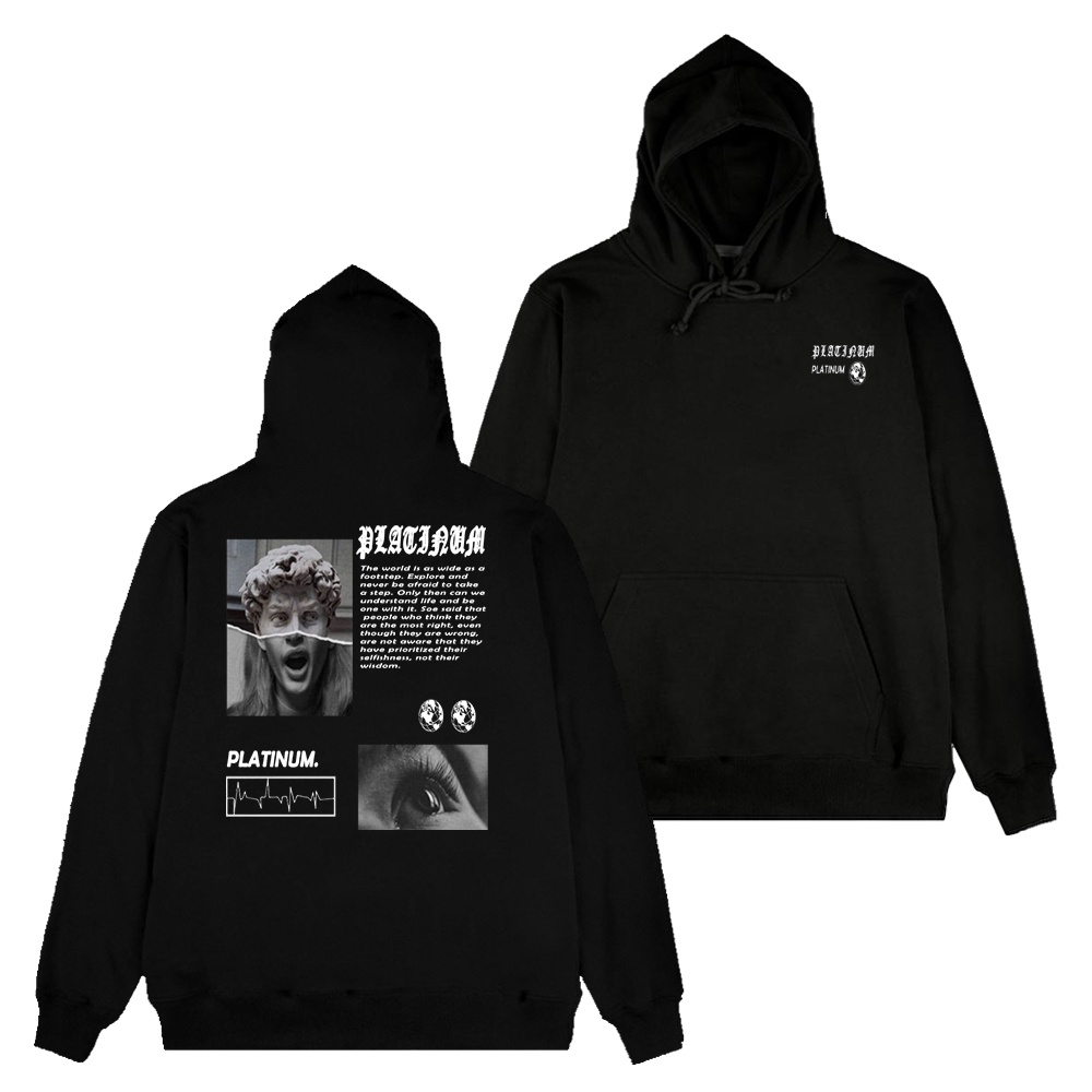 PLATINUM WORLD Hoodie Crewneck Sweater DDORIS BLACK V2 Basic Authentic Quality