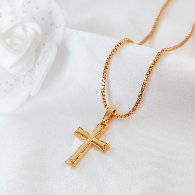 Kalung Salib Polos Simple Wanita Terbaru Bahan Xuping Import
