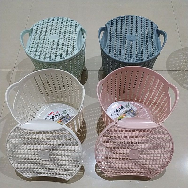 keranjang Topas+tutup, keranjang serba guna, keranjang estetik,keranjang pastel, keranjang bawang,te