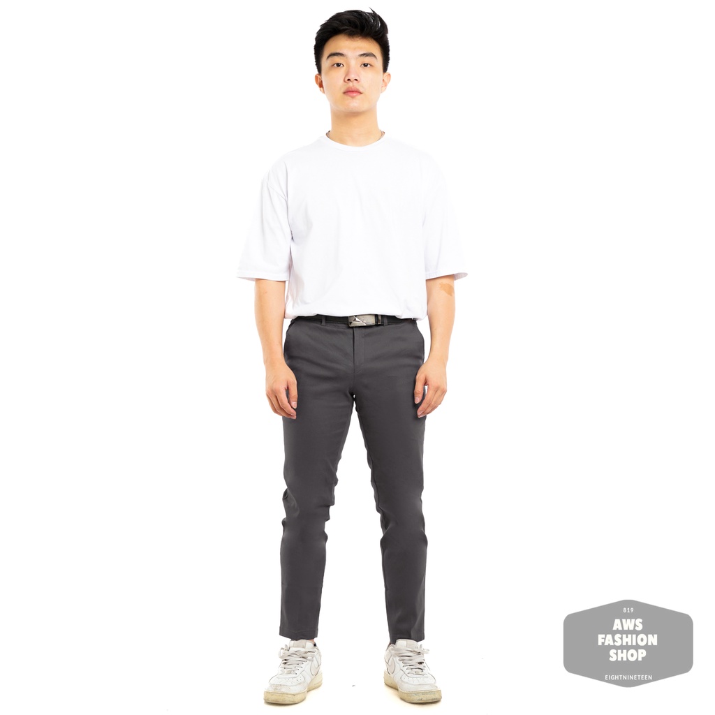 Celana Chino Panjang Pria Celana Panjang Pria Chino Abu Tua Dark Grey Celana Slimfit Slim Fit