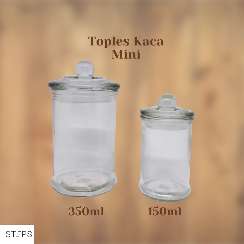 Toples kaca kedap udara mini 150ml 350ml / canister glass airtight with lids 350ml 150ml / Toples Souvenir Mini