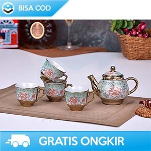 Peralatan Minum Cangkir Set Teko Keramik Murah Sunfili B140 Original Gelas Keramik Set