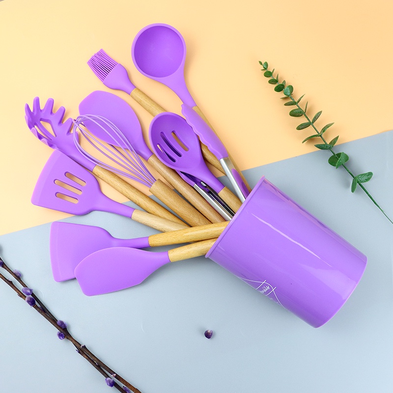 12 Pcs Kitchen Silicone Utensil Set / Peralatan Dapur Spatula Set Silikon Tahan Panas / Silicone Kitchenware Set