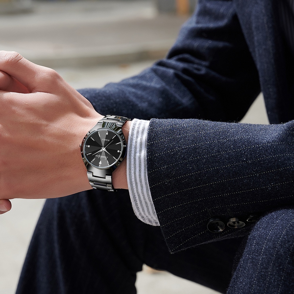 Sunlifex Jam Tangan Pria 9090 Kuarsa Klasik Bisnis Pria Tali Stainless Steel Jam Tangan Cowok Original-2