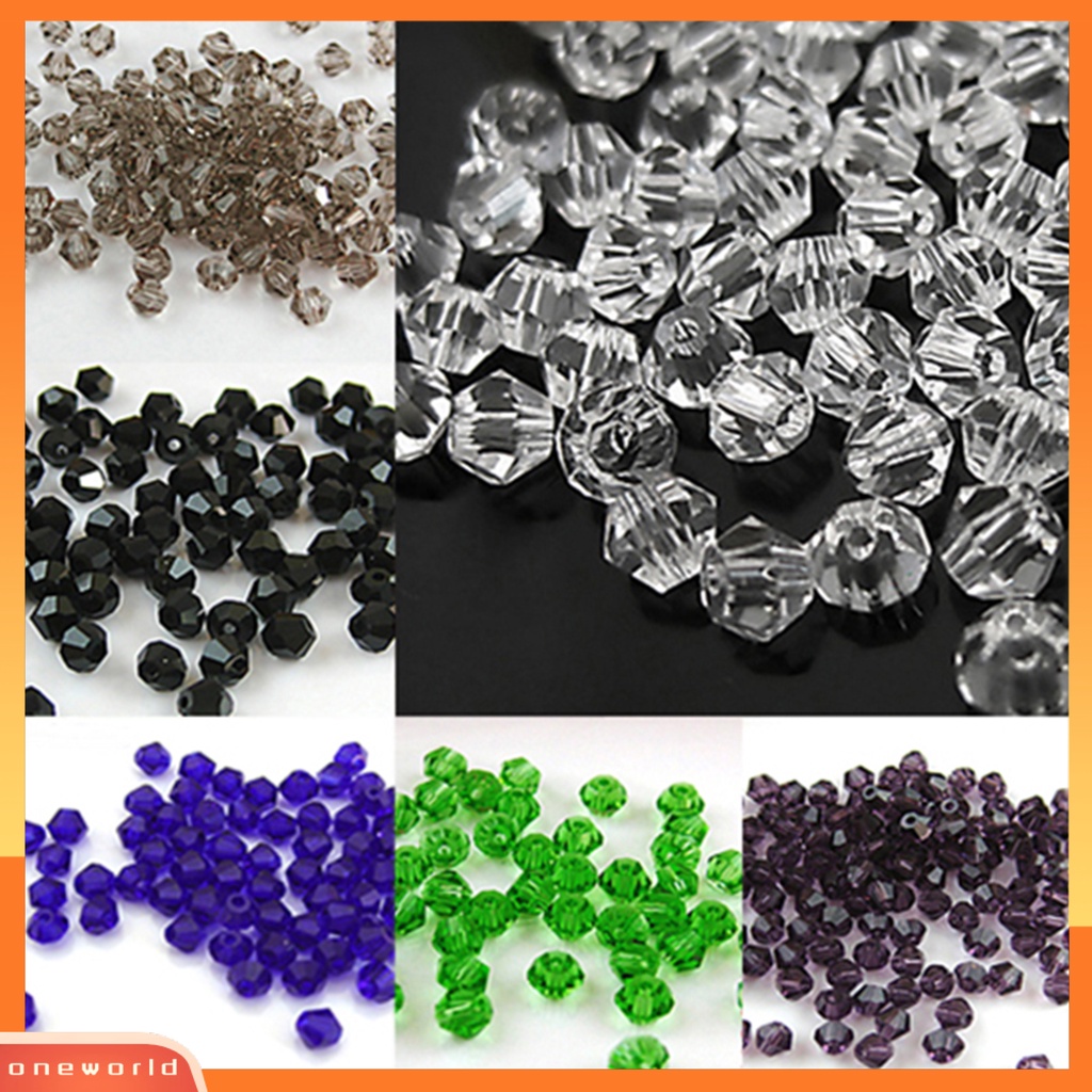 Manik Spacer Loose Kristal Imitasi Bentuk Bicone untuk Membuat Perhiasan 4mm 100Pcs