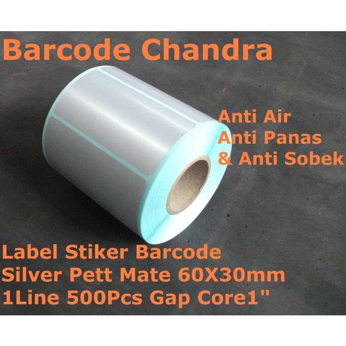 

60X30mm 1Line 500Pcs Gap Core1",Silver Pet Mate,Label Stiker Barcode