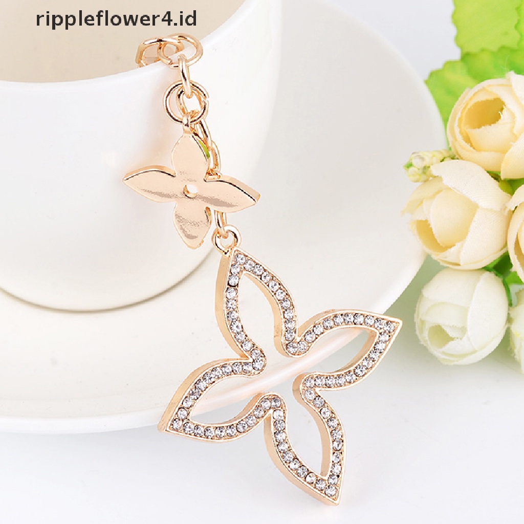 {rippleflower4.id} Korea Kreatif Semanggi Gantungan Kunci Mobil Liontin fashion Liontin Tas Cantik Halus~