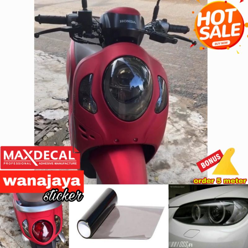 stiker skotlet lampu / skotlet motor warna hitam / stiker transparan hitam / stiker headlamp