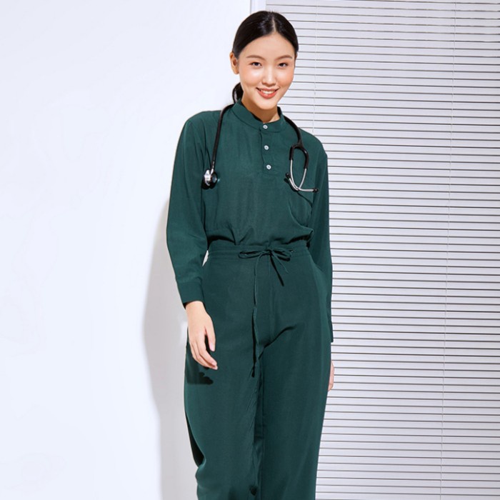 Baju Jaga MLS - DARK GREEN Scrubs on Call Flowy Lengan Panjang